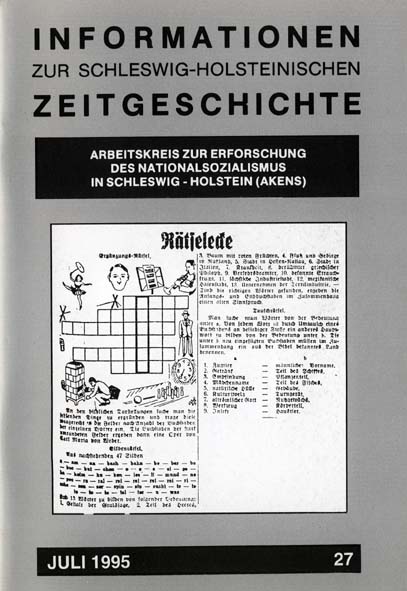 ISHZ 27 Titelbild: Rtselecke aus den Kieler Neuesten Nachrichten, 
die wegen angeblicher Beleidigung Hitlers von der Partei kritisiert wurde, November 1933