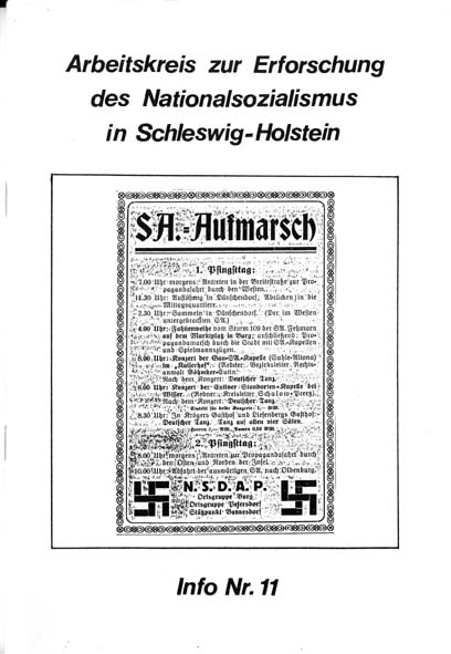 Info 11 Titelbild: SA-Aufmarsch, Anzeige der NSDAP, Fehmarn 1931