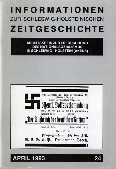 ISHZ 24 Titelbild: Zeitungsanzeige der NSDAP Ortsgruppe Preetz, Februar 1933