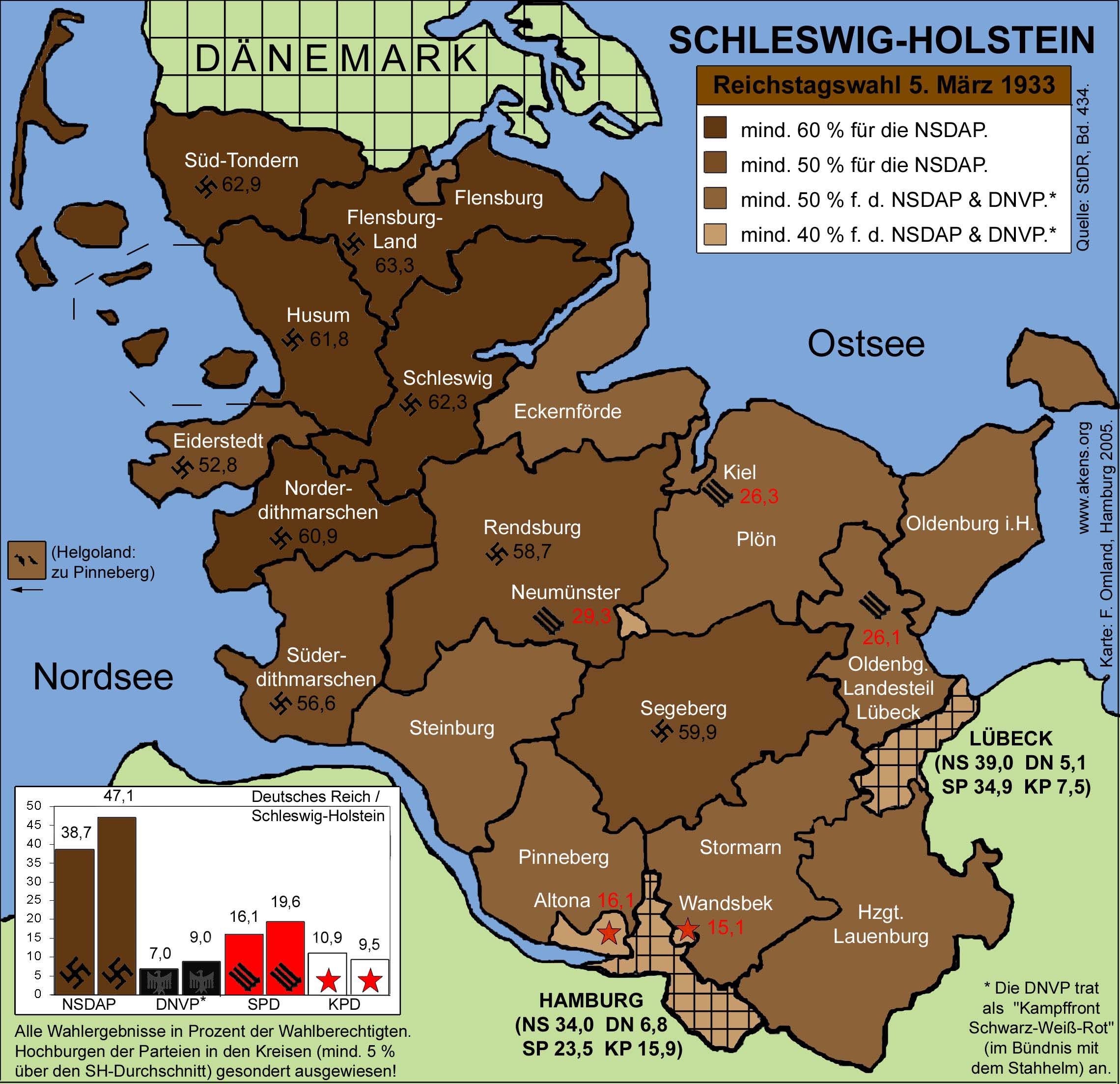 Karte: NSDAP-Stimmenanteile